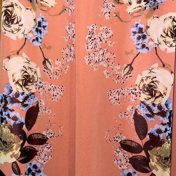 •MAX STUDIO M.S.S.P•FLORAL WITH BLUE TRIM CHIFFON PLEATED DRESS SIZE SMALL EUC - Picture 4 of 9